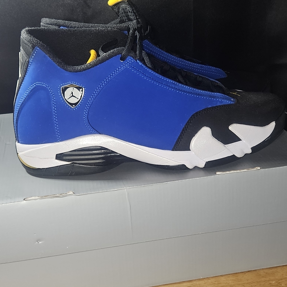 Jordan 14 Retro Blue and Black Athletic Shoes